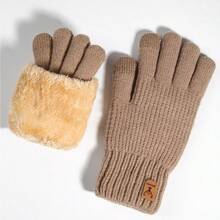 3 pares, guantes de punto cálidos para otoño/invierno, guantes de mujer cálidos anti-frío para ciclismo al aire libre con doble capa y forro térmico grueso con pantalla táctil, adecuados para actividades al aire libre en invierno - Multicolor - Ver 5