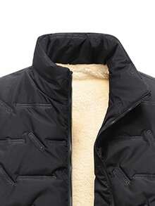 Men's Winter Solid Color Fashion Versatile Thermal Lined Vest - Black - View 3