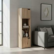 KIWI MOBLEKIT | Modular Wooden Shelves With Different Compartments And Door Options, Bookcases And Storage Furniture For Bedroom, Kitchen Or Entryway - 橡木 - 4 個隔間 + 2 個門 | 30x29x120 厘米 - 查看 1