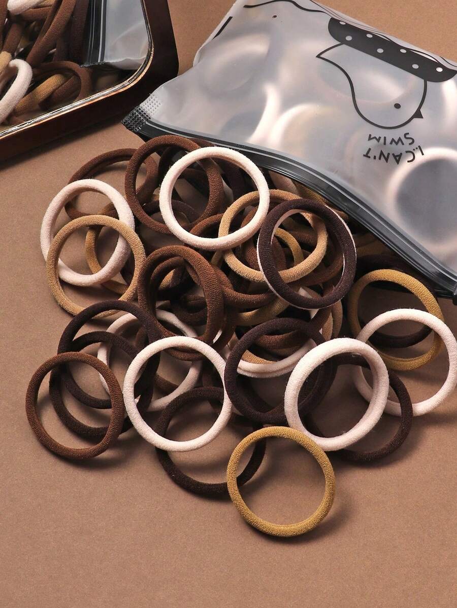 50入女款高彈性橡皮筋髮圈 - 彩色 - 查看 1