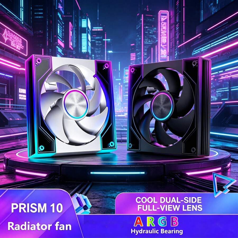 Panoramic Lens ARGB Case Fan, Low Noise Hydraulic Bearing With Anti-Vibration Pad Design, Temperature Control Computer Cooling Fan - 查看 1