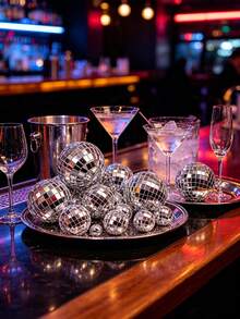 18/24/32pcs Disco Ball Set, Shiny Disco Ball, Reusable Disco Decoration Ball, Mini Disco Ball, Suitable For Cake Decoration, Party, Bar, Holiday Decoration (Silver) - A - View 1