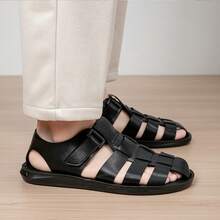 2026 Nuevas sandalias cerradas con protección de dedos para hombres, uso casual & de desplazamiento - todo negro - Ver 5