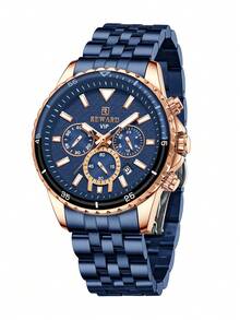 New REWARD Business Quartz Watch With Calendar Display, Luminous Hands, Multi-Function Men's Wristwatch, High-Quality Gift, Classic Design, Stainless Steel Material - one-size - View 17