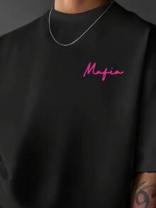 Men's Street Style Crew Neck T Shirt,With A Bold3D Geometric Pattern Print - Polyester Knitted Fabric,Loose Fit And Slight Elasticity Make It Suitable - 黑色 - 查看 3