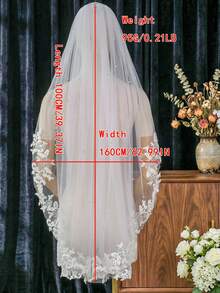 Bridal Lace Trim Pearl Short Veil, Wedding Dress Headpiece For Marriage Registration And Photography, Atmospheric Hair Accessory - Multicolor - View 9