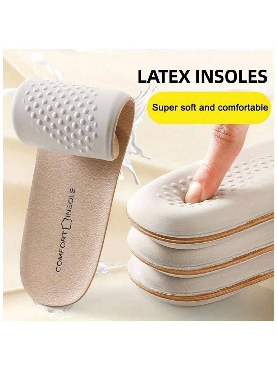 1 par de plantillas de látex para zapatos deportivos de hombre, accesorios de PU con absorción de impactos, cómodas y de suela blanda