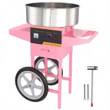 Electric Cotton Candy Machine With Cart, 1000W Commercial Floss Maker With Stainless Steel Bowl, Sugar Scoop And Drawer, Perfect For Home, Kids Birthday, Family Party, Pink - US A Type Plug(110-127V) - View 1