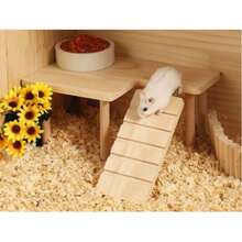 1 Set Solid Wood Double-Layer Platform Table With Ladder, Suitable For Hamsters, Gerbils, Golden Hamsters Climbing, With Hideout And Landscape Platform, For Small Pets, All-Season Use - one-size - View 5