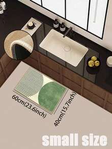 1 pièce pièce Tapis de cuisine géométrique vert matcha frais nordique 3,5 mm en caoutchouc souple absorbant, convient pour la cuisine, la salle de bain, le salon, le paillasson d'extérieur, le tapis de cuisine, la décoration de la maison et le tapis de toilette - Multicolore - Voir 11