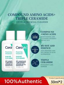 CeraVe Amino Acid Foaming Cleanser For Sensitive Skin, Gentle Cleansing And Barrier Care Facial Gel - 30ml*2 - View 9