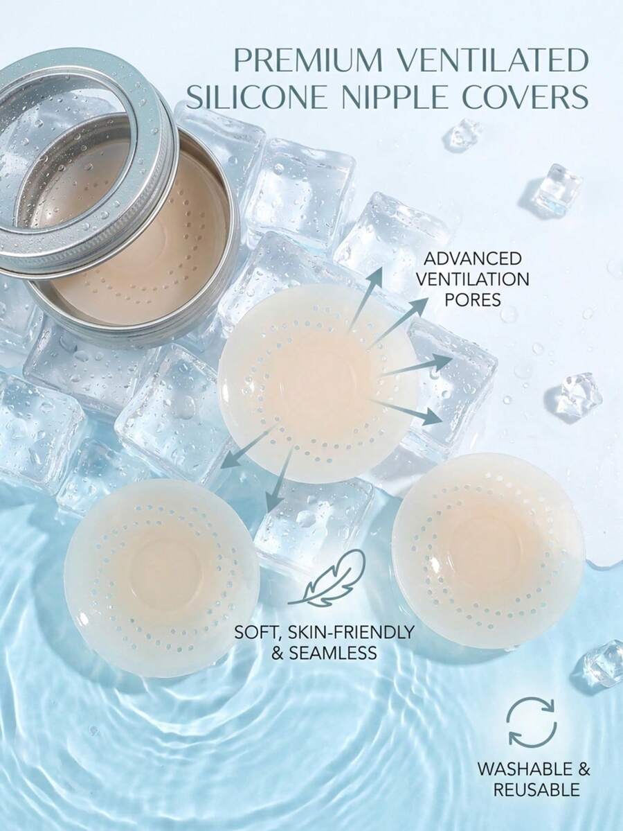 Men's Ultra-Thin Silicone Breathable Nipple Cover, Invisible Bra, Nipple Pad, Anti-Protrusion Point, Washable, Reusable - Multicolor - View 1