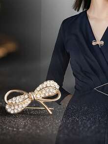 1pc Elegant Mini Bow Brooch, Double Layer Geometric Pin Accessory For Clothing - Bow - View 12
