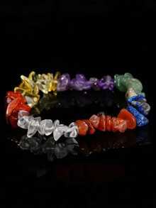 1pc Natural Crystal Agate Chip Bracelet Asymmetrical Women's Handmade Bracelet (Random Color) - Multicolor - View 3