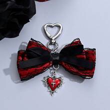 Gothic Bowknot Heart Charm Pendant, Vintage Y2K Style Bag Ornament, Stylish Aesthetic Accessory For Handbags And Backpacks - Multicolor - View 6