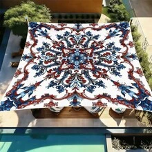 1 pieza Vela de sombra solar cuadrada con estampado geométrico de girasol fresco, adecuada para patio pequeño, piscina, área de ocio al aire libre de villa. Sombrilla de playa, tela de sombra solar para exteriores, toldo de playa, tienda de playa, sombra solar para patio, cenador al aire libre, cenador - Bohemia C - Ver 17