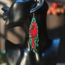AHAYA Bohemian Beaded Bird Pattern Long Tassel Earrings, Seed Beads Handmade Glass Bead Jewelry, Suitable For Daily Wear And Gifts - Bird - View 9