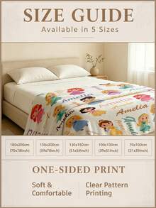 1pc Customized Name Blanket, Personalized Bed Throw, Printable Name, Cute And Comfortable, Suitable As Home Gift, Birthday Gift, Christmas Gift, Personalized Gift For Son/Daughter Or Friend, Aesthetic Style, Flannel Throw, Sherpa Fleece - Style 1 - View 7