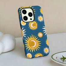 Phone Case: Vintage Sun Moon Star Pattern  Style Glossy Film Case Double-Layer Drop-Proof Full Coverage Protective Case For IPhone 17/16/15/14/13/12/11 Pro Max/X/XS/XR/Air/Plus - 白色 - 查看 6