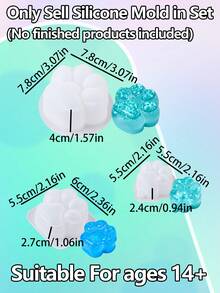 Taba 手作套組，200ml 透明 DIY 手作套組，1:1 AB 軟液體樹脂膠矽膠橡膠材質，3 個貓爪矽膠模具，適合 DIY 手工藝與珠寶製作，初學者理想選擇，適合 14 歲以上 - 藍綠 - 查看 3