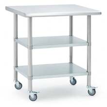 Stainless Steel Prep Table With Backsplash & Adjustable Undershelf,Commercial Kitchen Worktable,Heavy Duty Metal Food Prep Table For Restaurant Garage Outdoor Works - Blanco - Ver 6