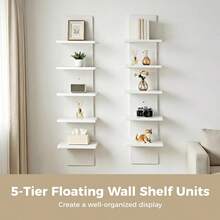 1/2 Piece Set Of 5-Layer Wall Frame Unit - Narrow Smooth Laminated Veneer - Vertical Column Wall Decoration Installation Floating Storage Home Decoration Organizer High Tower Bedroom, Living Room Practical Frame, Black And White Optional - Mixed Colors (thickened) - View 4