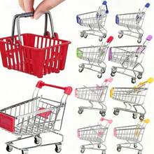 Mini Metal Shopping Cart With Basket - Essential For Socializing - Birthday Gift - Easter - Gift - Perfect Gift - New Year Gift - Gift - Valentine's Day Gift - Perfect Gift [Shopping Cart Color Random] - Multicolor - View 2