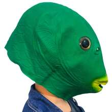 1pc Green Fish Head Mask Black Gorilla Animal Head Cover Funny Prank Prop Party COS Carnival - A - View 7