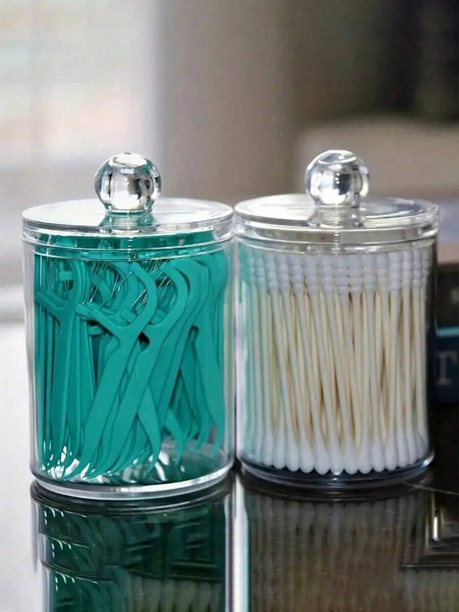 Cotton Swab Storage Box (Plastic Material), Suitable For Vanity Storage, Bathroom Storage, Desktop Storage, Makeup Brush Holder Vanity Accessory, Women's Room Decor, School Use