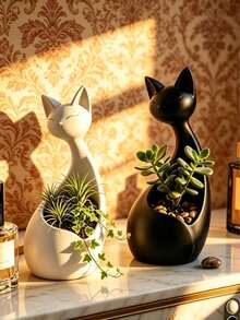 1pc Multifunctional Cat-Shaped Storage Decor, Multipurpose Plant Pot And Key Holder, 2-In-1 Resin Desktop Organizer, Creative Succulent Planter, Entryway Key Storage Box, Minimalist Home Decor, Suitable For Living Room, Bedroom And Entryway - A - View 10