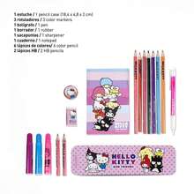 Hello Kitty Cerdá 和朋友們女孩著色文具套裝 - 官方授權，金屬盒尺寸 18.4 x 4.8 x 2 厘米，內含彩色鉛筆、馬克筆和筆記本，返校必備好禮 - 選項 6 - 查看 3