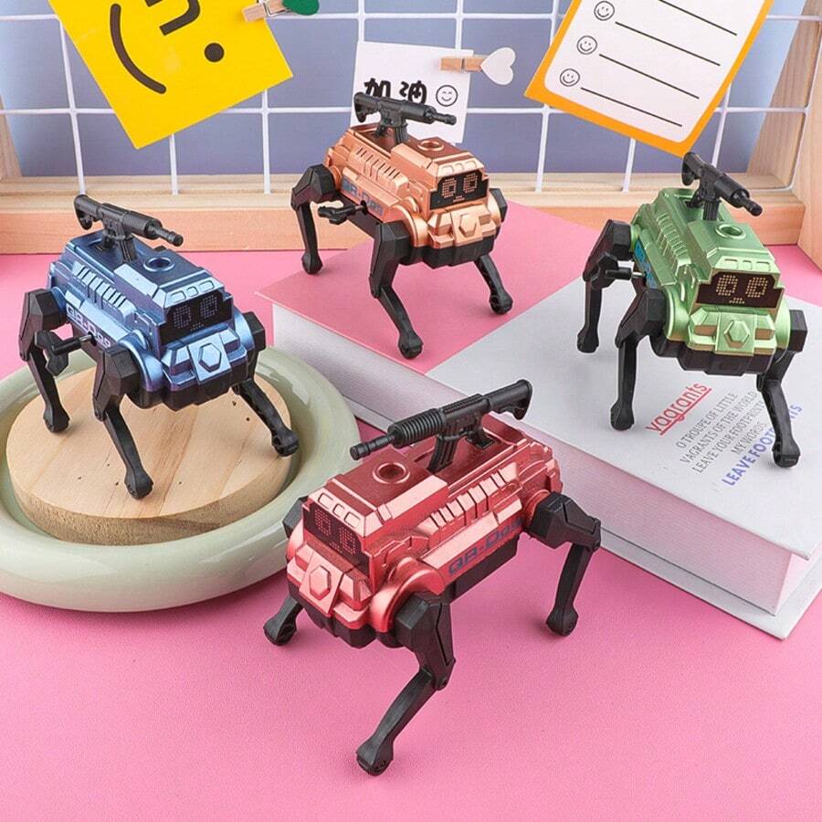 Wind-Up Mechanical Four-Legged Robot Dog Stress Relief Ornament, Realistic Mecha Desktop Toy Model, Creative Stress Relief Decorative Gadget, Office Desk Stress Relief Toy Ornament