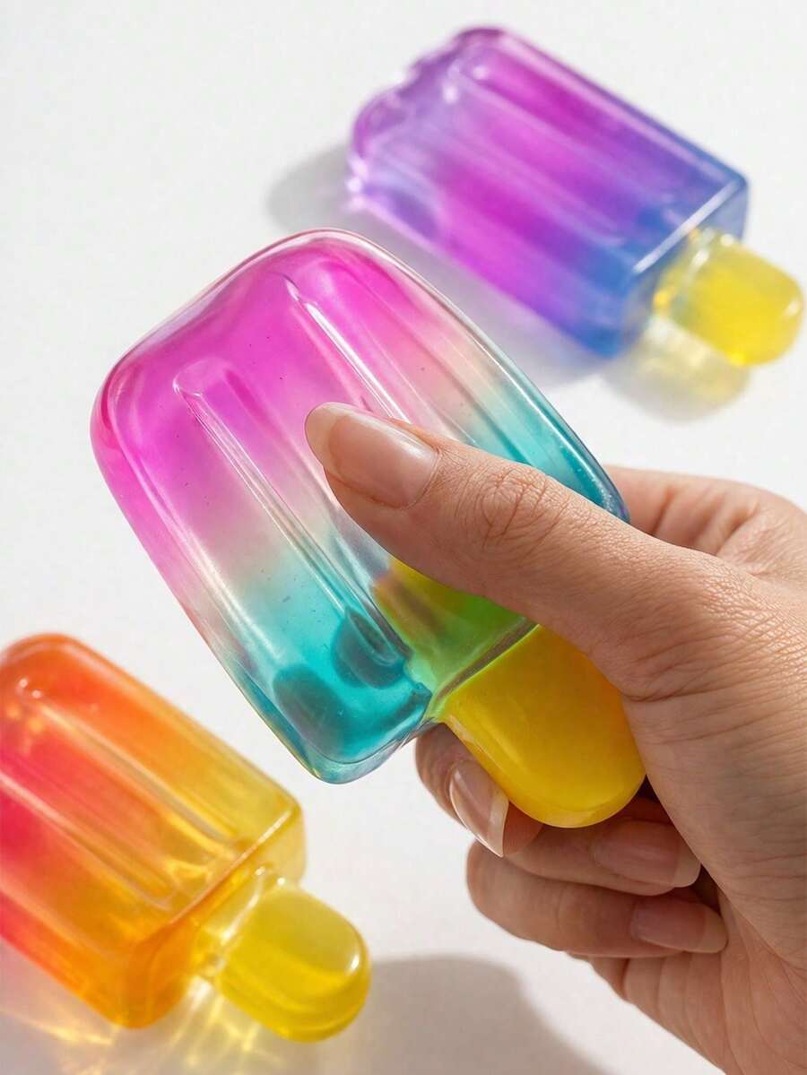 Mini juguete de estrés en forma de helado de crema helada y paleta de hielo con efecto degradado, decoración de escritorio, regalo creativo para amigos y compañeros de clase