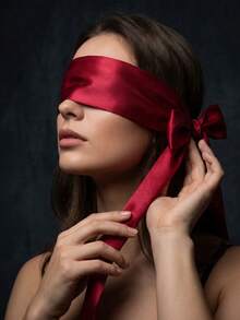 Sexy Satin Blindfold, Red Silk Eye Mask For Women, Romantic Lingerie Accessory, Soft Bedroom Blindfold For Date Night & Role Play - Multicolor - View 7