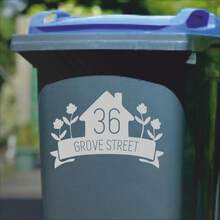 Personalized Trash Can Stickers - Decorate Your Trash Can With House Number And Street Name, Horizontal Design For Easy Identification, Waterproof And Durable, Modern Customization, Unique Ideal Gift For Him/Her, Boyfriend, Girlfriend, Dad, Mom - Multicolor - View 7