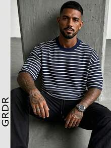 GRDR 男士时尚圆领短袖T恤 | 精致设计 | 夏季必备 | 百搭易穿 | 展现你的风格 - 藏蓝色 - 查看 8