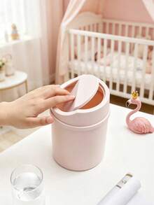 Mini Papelera de Escritorio de Plástico con Tapa Giratoria, 3 Colores Disponibles, Perfecta para Oficina en Casa, Cocina, Dormitorio, Tocador, Almacenamiento de Escritorio, Papelera Compacta, Contenedor de Basura Pequeño, Organizador de Basura Giratorio - Papeleras de los dormitorios - Ver 6