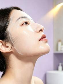 Summer Travel Essential | Perforated Stretchable 3-In-1 Wet Compress Cotton, Makeup Removal & Hydrating Face Mask, Eye & Nose Openings For Unobstructed Fit, Ultra-Thin Water-Saving Lint-Free - View 5