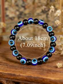 Natural Obsidian Evil Eyes Bracelet, Bohemian Style, Clear Mind Focus, Protection, Luck Handmade Spiritual Jewelry, Perfect Accessory For Men Women - Multicolor - View 5