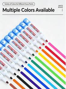 1 Set 12 Colors Whiteboard Markers With Sponge Eraser Head, Minimalist Large Capacity Smooth Ink Flow For Office, Meeting, Children Early Education, Erasable Dry Erase Markers - Whiteboard Marker - View 3