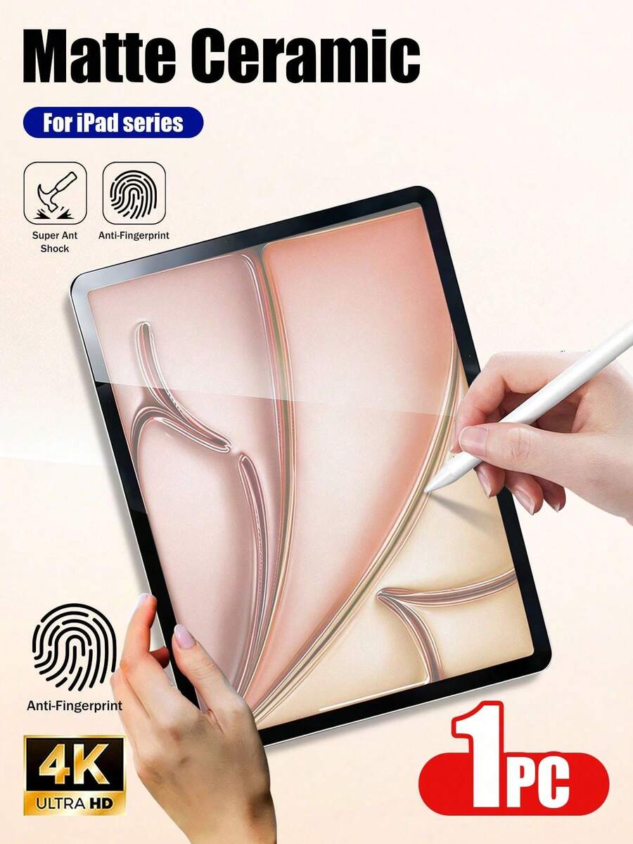 Yezodawee 1pc High Definition Ceramic Screen Protector, Compatible With 11/10/9/8/7/6/5 Generation, 10.9"/10.2"/9.7", Air7/Air6/Air5/Air4/Air3/Air2/Air1/Pro 9.7/Pro 10.5", PET Material Screen Protector, Essential For Tablet Screen Protection, Suitable For Daily, Office, Home And Other Scenarios, Waterproof, Shockproof, Anti-Fall, Anti-Scratch. - Clear - View 1