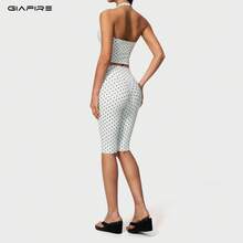 GIAFIRE 2026 新款女款兩件式波點條紋休閒套裝,緊身快乾高腰提臀收腹瑜伽背心與短褲,適用皮拉提斯、跑步、健身運動、戶外沙灘穿搭 - 白色 - 查看 4