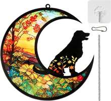 Cat Memorial Suncatcher For Windows Hanging, Pet Sympathy Gift To Memorialize The Loss, Unique Angel Cat Pet Loss Sympathy Moon Floral Sun Catchers - White - View 1