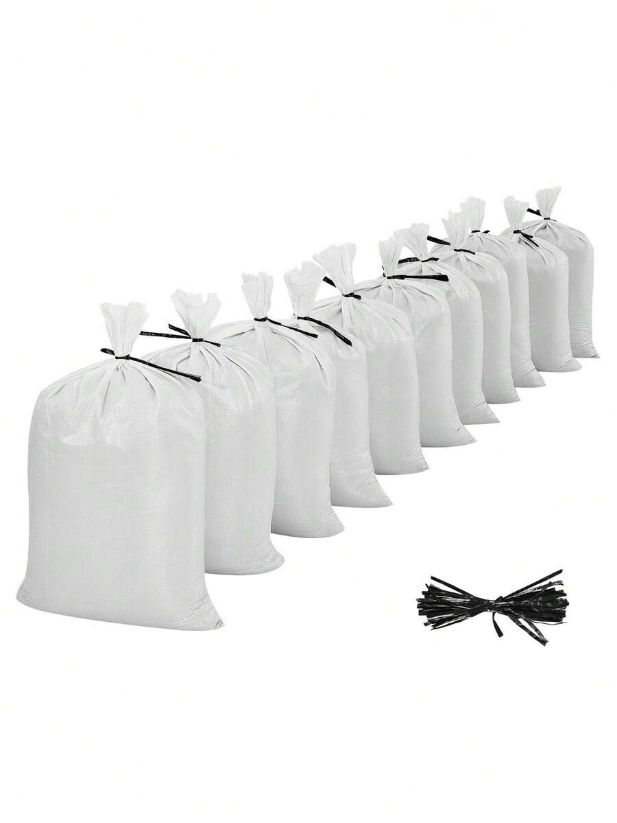 Empty Sandbags, Packs 16x 26 In, Heavy Duty Sand Bags Sacks With Ties, 50lb Capacity Woven Polypropylene Sandbags, Tear-Resistant Resistant Sand Bags Flood Barrier - Default - View 1
