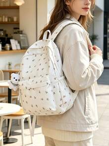 6pcs/1pc Soft Fabric Backpack Set, Macaron Color Floral Forest Fresh Style Soft Girl Backpack, Lightweight Casual Daily Use Bag, Suitable For Teenage Girls And Women, Multi-Functional School Bag, Applicable For Campus Daily Commute, Spring/Summer/Autumn Travel - Multiple Styles - View 2