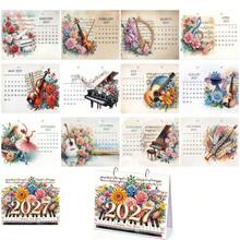 1件 5D DIY-2027 鑽石畫桌面日曆，花卉與樂器主題創意設計紙質雙面桌面日曆，創意手工藝品，適合居家書房、辦公室與桌面裝飾，適合女性，理想的節日與新年禮物送給同事、朋友與家人 - WTL006-樂器 - 查看 11