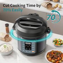 Sweetcrispy 10-In-1 Electric Pressure Cooker, 3 Quart Multi Cooker For Rice, Stew And Steam, Small Programmable Stainless Steel Pot With Slow Cook Function And Ceramic Inner Pot - Black - View 5