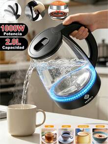 Transparent Electric Teapot Electric Kettle Tea 2.0L Glass - Black - View 2