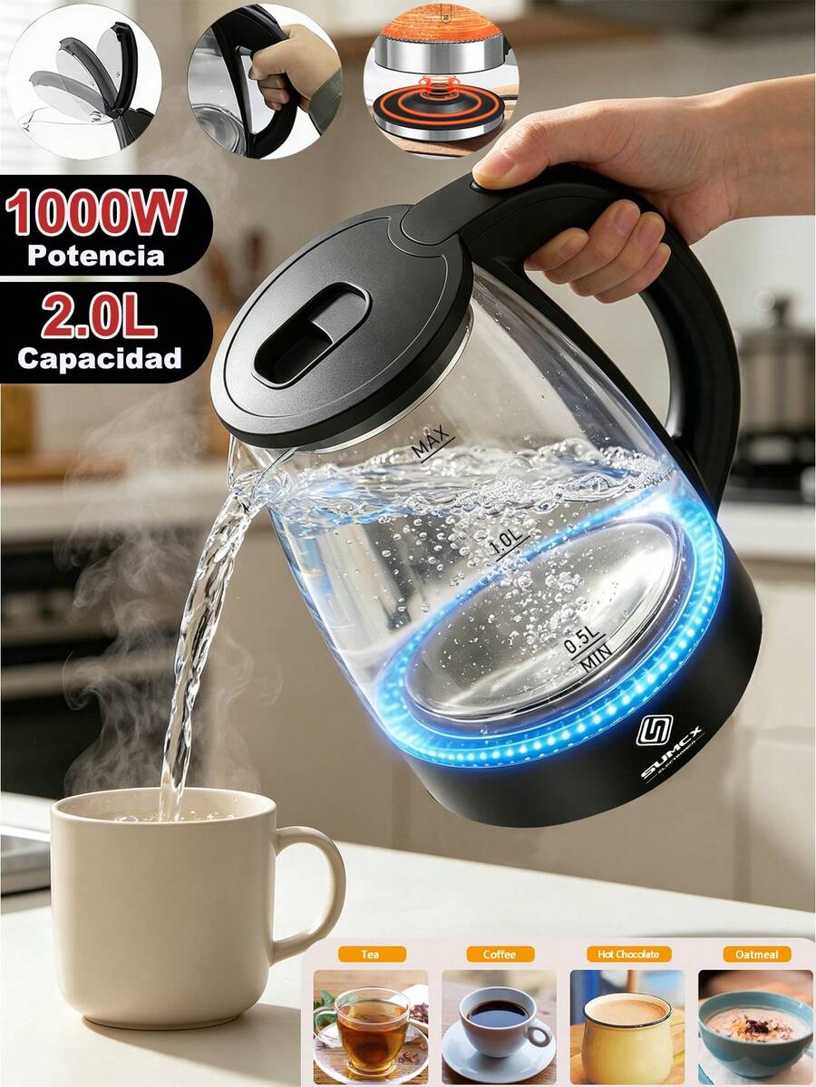Transparent Electric Teapot Electric Kettle Tea 2.0L Glass