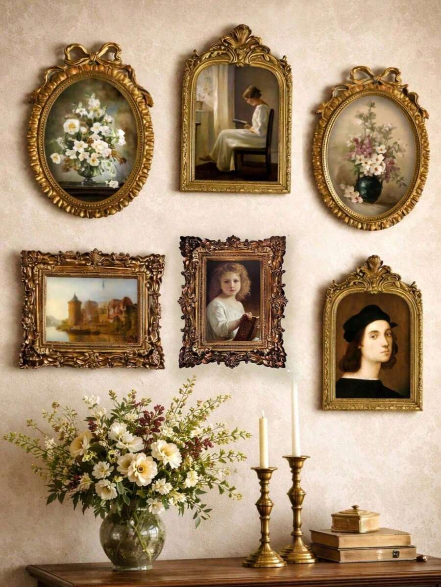 1 Vintage European Resin Photo Frame, Available In 4x6, 5x7, 6x8 Sizes, Vintage Baroque Style, Can Be Placed On Desktop Or Hung On Wall, Antique Home Decor, Christmas Decoration Wedding Gift, Elegant Classic Decor, Vintage Gallery Photo Frame, Pastoral Style Unique Photo Display. - 1PC - View 1